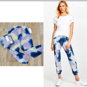 Spiritual Gangster Blue and Yellow Tie-Dye Joggers